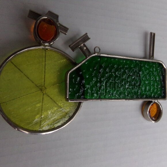 Stained Glass Window Suncatcher Yellow Green Farm Tractor - Picture 9 of 11